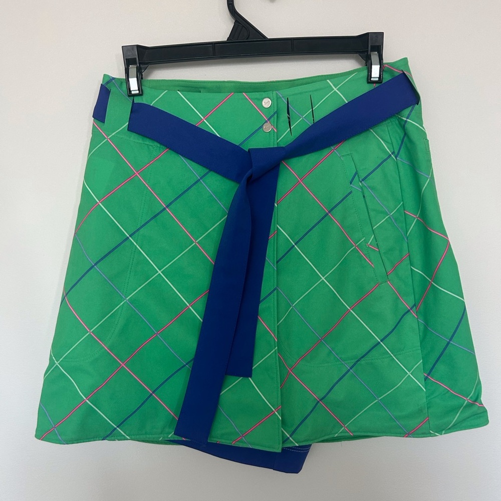 Nike Green Plaid Skort with Blue Waist Tie